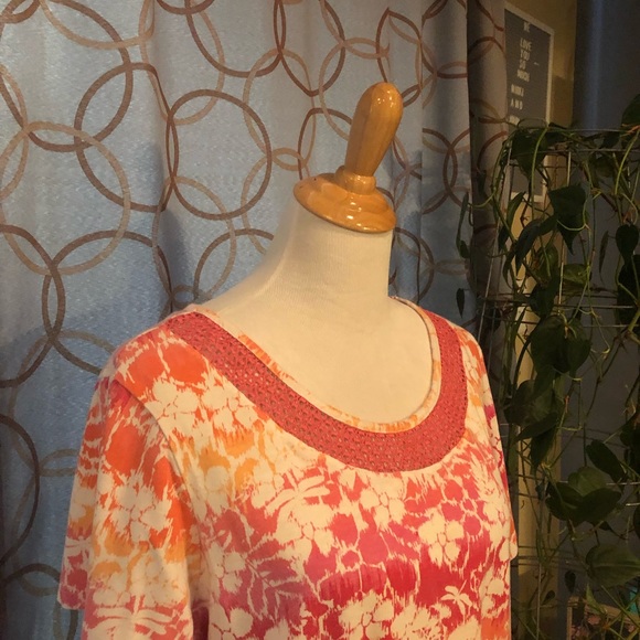 White Stag Ombre Floral T-Shirt Size 2X (18W/20W) - Picture 3 of 4